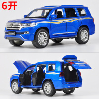 仿真丰田霸道合金小汽车模型普拉多汉兰达车模警车回力儿童玩具车 陆巡6开-礼盒【蓝】