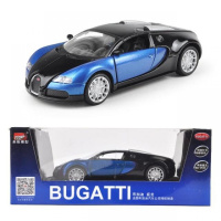 布加迪威龙合金模型小汽车威航车模金属儿童玩具车仿真逼真回力车 A款(蓝)盒装