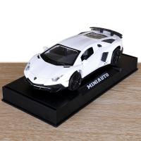 1:32兰博基尼LP750-4汽车模型合金仿真车灯可亮声光版回力玩具车 兰博基尼LP750-白色