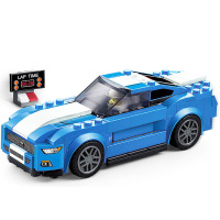 小鲁班兼容乐高城市F1方程式超级赛车跑车模型拼装积木组装汽车系列男孩子玩具6岁8小颗粒9 极限竞速超跑-野马GT