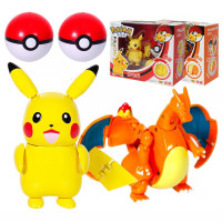 [正版]庄臣精灵宝可梦比卡丘宠物小精灵喷火龙超梦皮卡丘男孩女孩神奇宝贝精灵球全套变形玩具 喷火龙+超梦+2精灵球
