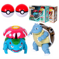 [正版]庄臣精灵宝可梦比卡丘宠物小精灵喷火龙超梦皮卡丘男孩女孩神奇宝贝精灵球全套变形玩具 水箭龟+妙蛙花+2精灵球