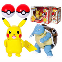 [正版]庄臣精灵宝可梦比卡丘宠物小精灵喷火龙超梦皮卡丘男孩女孩神奇宝贝精灵球全套变形玩具 皮卡丘+水箭龟+2精灵球