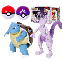 [正版]庄臣精灵宝可梦比卡丘宠物小精灵喷火龙超梦皮卡丘男孩女孩神奇宝贝精灵球全套变形玩具 超梦+水箭龟+2精灵球