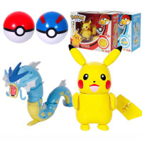 [正版]庄臣精灵宝可梦比卡丘宠物小精灵喷火龙超梦皮卡丘男孩女孩神奇宝贝精灵球全套变形玩具 皮卡丘+暴鲤龙+2精灵球