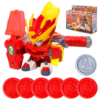 瑞华行激战奇轮3玩具儿童射击烈焰神兽神变形对战升级套装 烈焰战斗套装80212