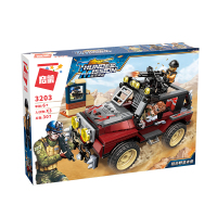 启蒙拼装积木维和部队3209雷霆突击战男孩子军事战争场景玩具 狙击野蛮吉普3203