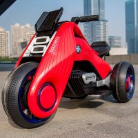 儿童电动车可坐人摩托车三轮汽车男女孩宝宝童车超大号双驱动玩具 大号双驱[红色]带音乐早教灯光