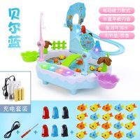 钓鱼玩具套装企鹅爬楼梯儿童大号磁性电动挂钩小孩1-3岁智力 爬楼梯钓鱼-蓝-充电版[6企鹅20条鱼2鱼竿]