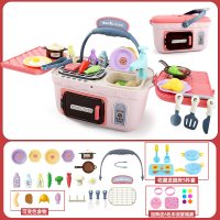 变色出水 儿童烧烤玩具仿真烤串架套装烧烤炉过家家女孩野餐厨房 粉-烧烤箱[出水/烧烤变色/声光/早教]