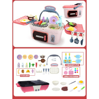 变色出水 儿童烧烤玩具仿真烤串架套装烧烤炉过家家女孩野餐厨房 粉烧烤箱+火锅