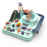 汽车闯关大冒险停车场智力小火车儿童轨道车玩具女男孩4-6岁 马卡龙汽车大冒险 标配