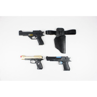 儿童玩具声光电动音乐手抢小孩宝宝男孩发声震动手抢1-2-3-5岁4 三件套+枪套皮带 官方标配