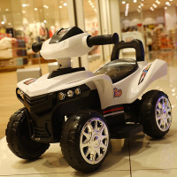 儿童电动车四轮汽车宝宝摇摇车小孩遥控玩具可坐人溜娃婴儿摩托车 白色脚踏电动款+遥控器+充电器