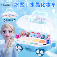 六一儿童节化妆品套装公主彩妆盒手提箱小女孩冰雪奇缘玩具 冰雪奇缘2水晶化妆车送化妆刷+指甲油