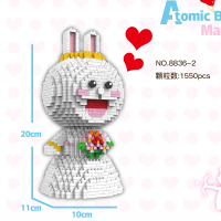 小颗粒拼装钻石玩具积木兼容乐高女孩结婚情人节情侣摆件 PZX8836-2兔新娘