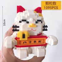 猫摆件新年春节小颗粒兼容乐高微型玩具钻石拼装积木 HC5016横幅猫