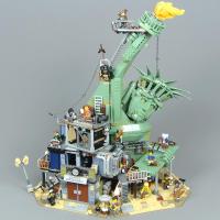 末日堡倒塌自由女神像拼装积木高难度男孩子拼插玩具