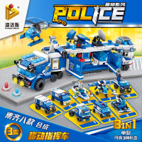 新款潘洛斯城市警察警车巡逻直升机飞机男孩拼装积木兼容玩具