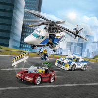 城市警察局移动流动指挥中心直升机飞机追捕乐高积木车拼装玩具 警察直升机高速追捕318颗粒