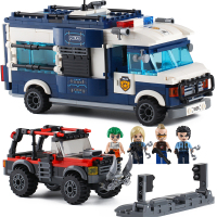 男孩子城市系列装甲警察卡车囚车组装儿童乐高拼装积木玩具