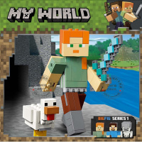 匹配乐高我的世界21154大战烈焰人儿童拼装积木男孩儿童玩具 主角人仔亚历克斯