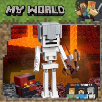 匹配乐高我的世界21154大战烈焰人儿童拼装积木男孩儿童玩具 骷髅和岩浆怪