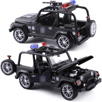 吉普车警车合金汽车模型 声光回力公安特警车模小汽车模型玩具 吉普·牧马人[特警]