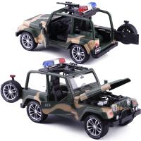 吉普车警车合金汽车模型 声光回力公安特警车模小汽车模型玩具 吉普·牧马人[迷彩]