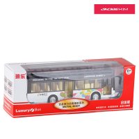 观光语音巴士公交车敞篷双层大巴客车合金车模回力声光儿童玩具车 白色