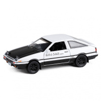 1:28 AE86藤原豆腐合金车模开声光回力金属儿童玩具动漫模型车 白色黑盖
