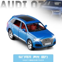 1/32奥迪Q7六开越野车声光回力金属仿真汽车模型玩具车摆件 蓝色