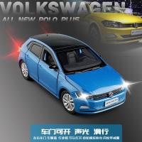 JK 1/32 大众POLO六开避震转向合金车模声光仿真汽车模型玩具轿车 蓝色