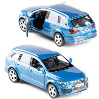 5寸金属仿真 奥迪AUDI Q7 V12越野车合金小汽车模型玩具 蓝色[盒装]