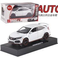 金属1:32仿真跑车合金车模红标本田思域汽车模型男孩玩具礼品 白色