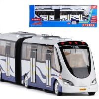 彩珀双节巴士旅游巴士玩具车汽车模型全合金车大号车模 紫色