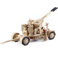 凯迪威1:35高射炮模型儿童玩具车防空炮双管机关炮军事 黄色