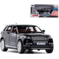 彩珀1/32路虎星脉越野车男孩音乐灯光金属玩具车回力开合金车模 黑色