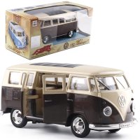 新款 彩珀成真金属仿真大众T1校巴大巴士中巴公交车电车小汽车模 大众T1巴士咖色