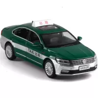 玥乐6开金属仿真1:32出租车的士小汽车模型玩具声光回力 绿色盒装