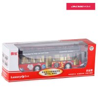观光语音巴士公交车敞篷双层大巴客车合金车模回力声光儿童玩具车 红色