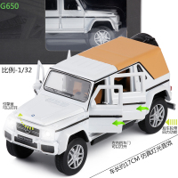 金属仿真1/32小汽车模型玩具声光合金车越野车敞篷儿童玩具车男孩 白色密蓬