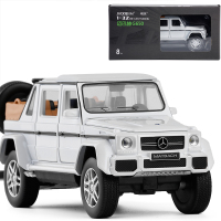 金属仿真1/32小汽车模型玩具声光合金车越野车敞篷儿童玩具车男孩 白色敞篷