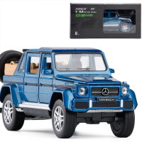 金属仿真1/32迈巴赫G650越野车灯光音乐金属合金车模男孩玩具模 蓝色敞篷