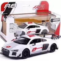 金属仿真彩珀1:32奥迪R8LMS赛车跑车赛道版合金声光开回力汽车 白色