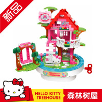 拼装积木玩具 hello kitty凯蒂猫音乐盒女孩儿童兼容乐高 音乐树林树屋L004送5