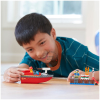 城市组云梯重型消防车直升机总局兼容乐高拼装积木玩具60111 码头失火救援