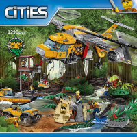 城市组系列丛林半履带车任务探险动物兼容乐高拼装积木玩具60159 丛林空投直升机