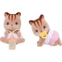 [动漫城]森贝儿家族 森贝尔森林动物家族 女孩过家家 情景玩具 公仔家族系列 核桃松鼠双胞胎5081