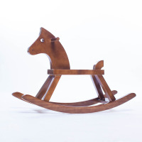 儿童小木马摇摇马实木宝宝1-6岁生日幼儿园玩具木质木马 胡桃色